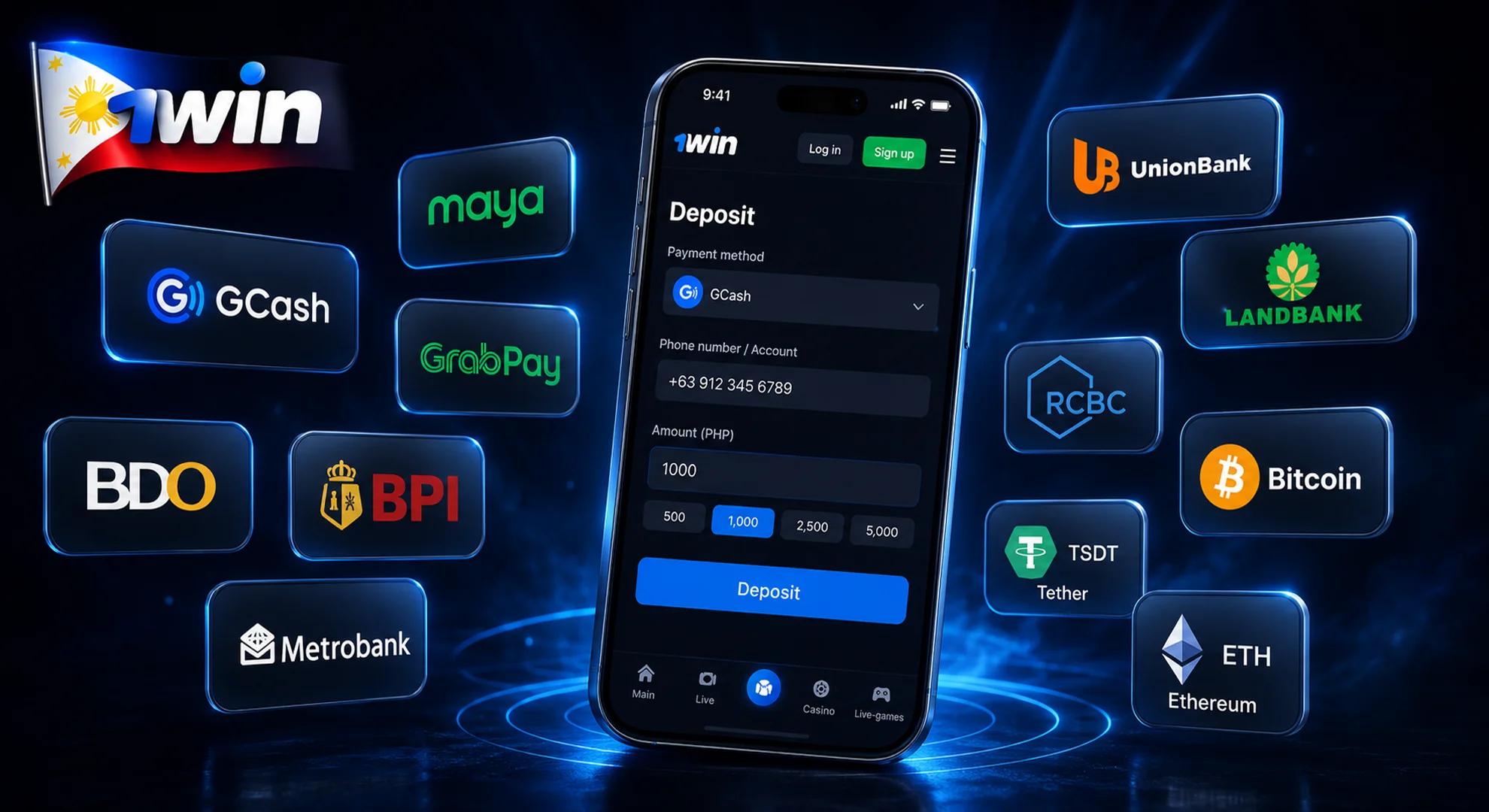 instructions for depositing funds in 1win casino