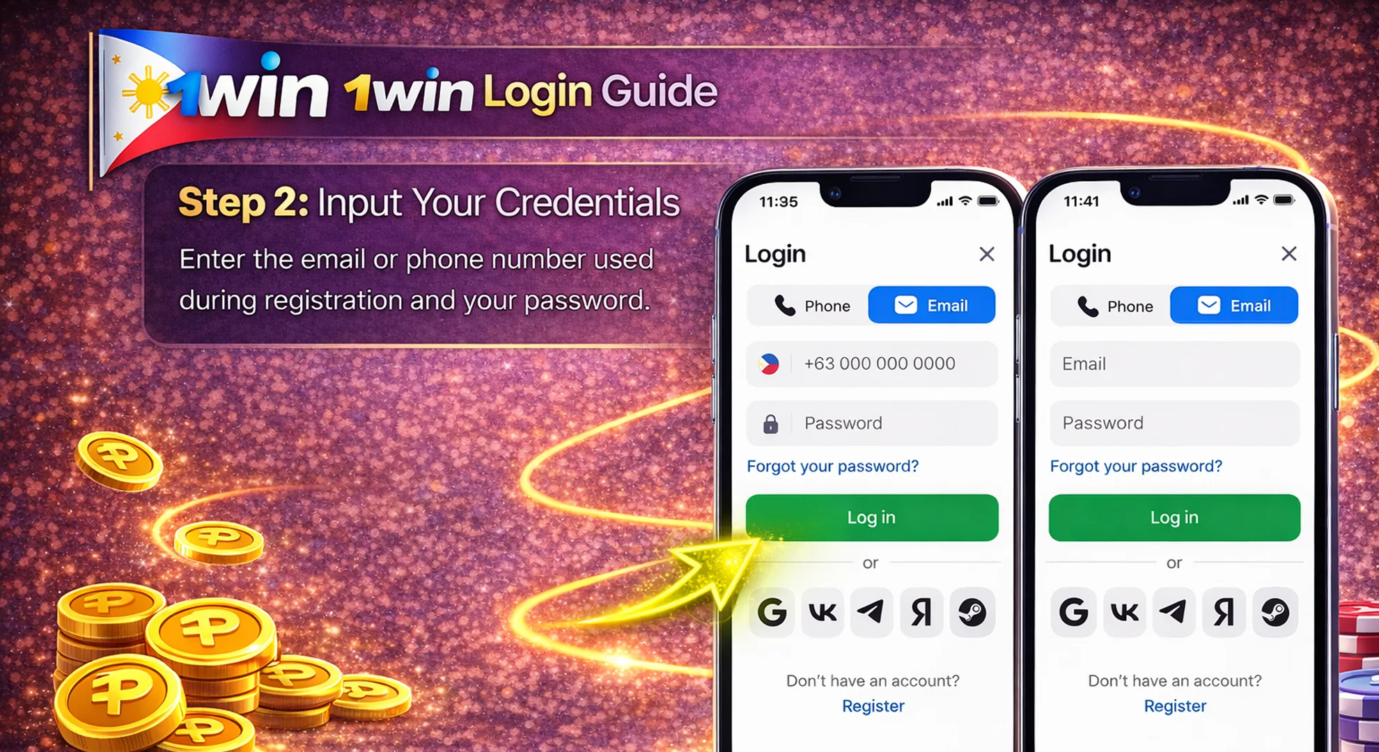 input your credentials